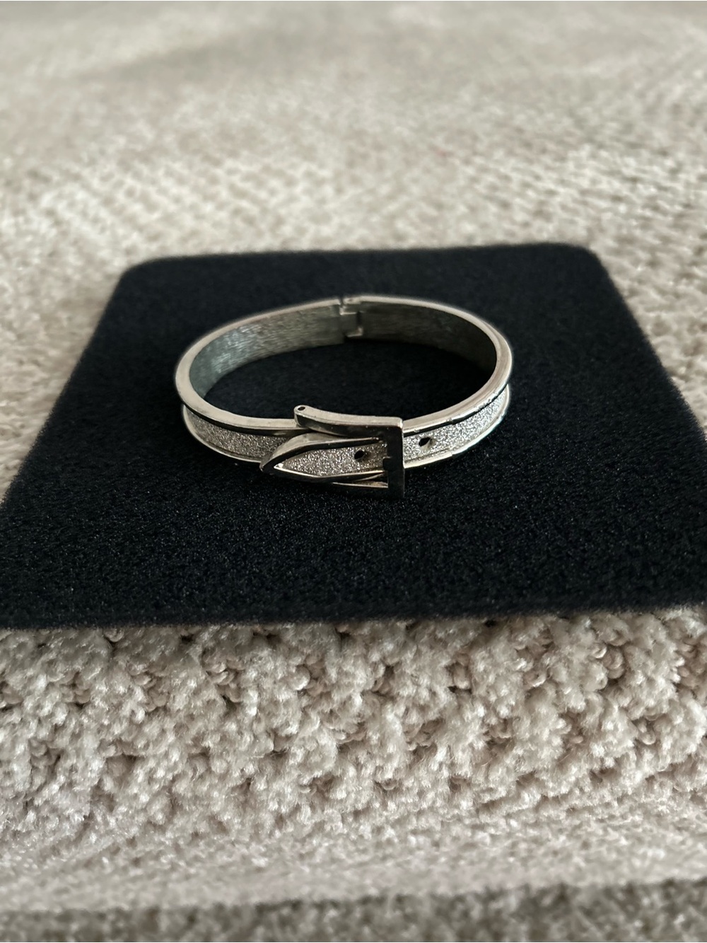 Silver-Tone Buckle Bracelet w/Glitter